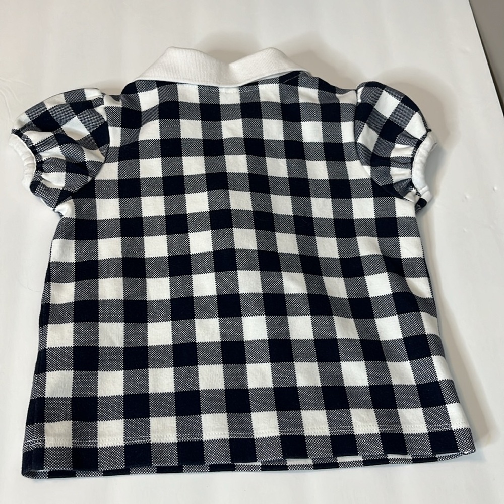 Janie and Jack Navy Gingham Peter Pan Collar Ruffle Top Girls Size 4 - Picture 4 of 7